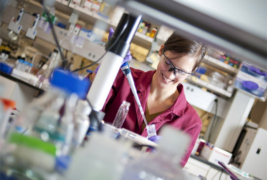 UC San Diego chemistry student in the lab